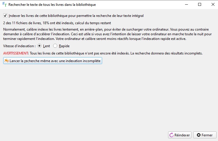 indexation full text calibre
