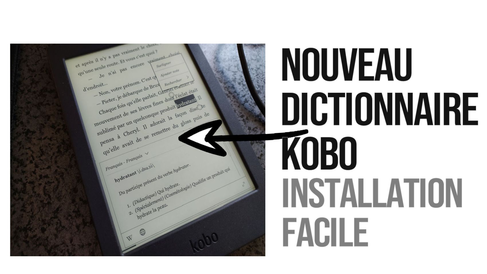 installation nouveau dictionnaire kobo