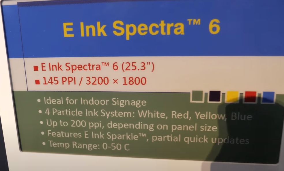 spécifications e ink spectra 6