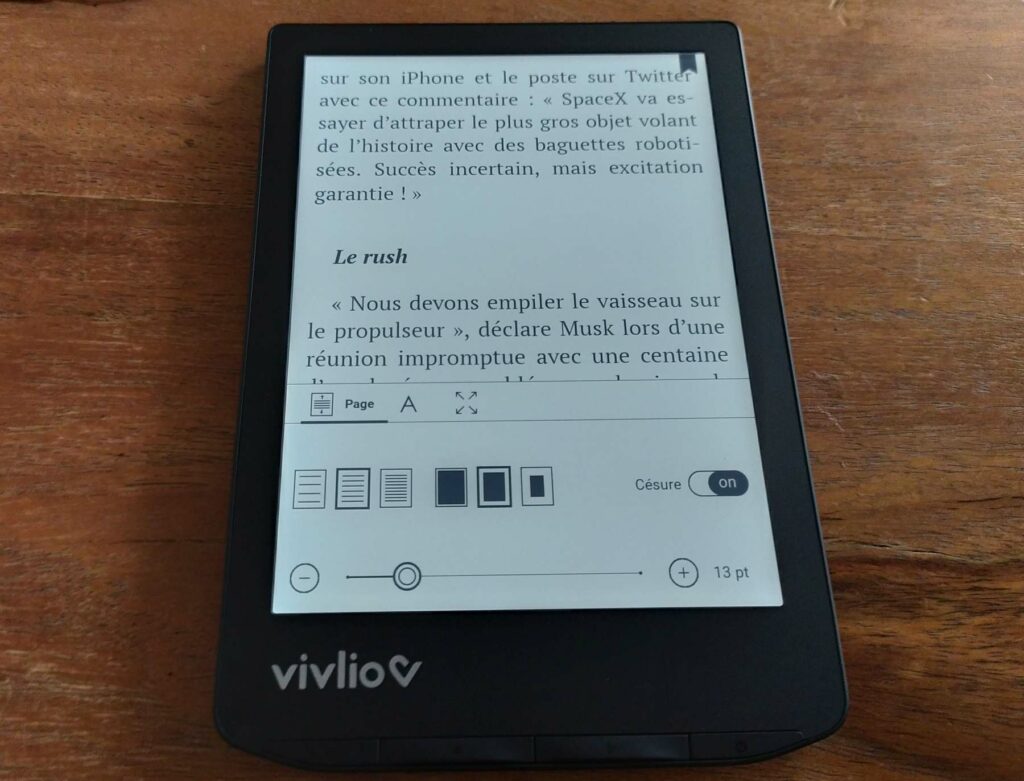 test liseuse vivlio light  ebook