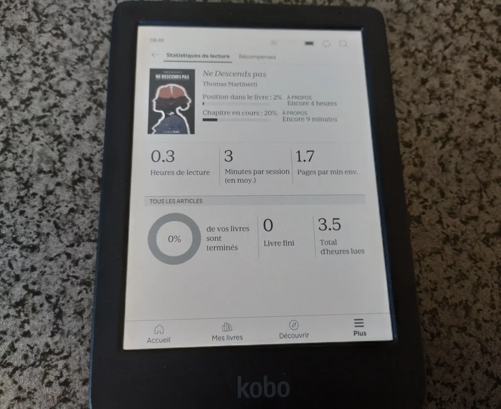 test liseuse kobo clara colour stats