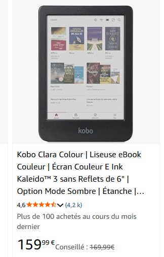 kobo clara colour moins chère 2026
