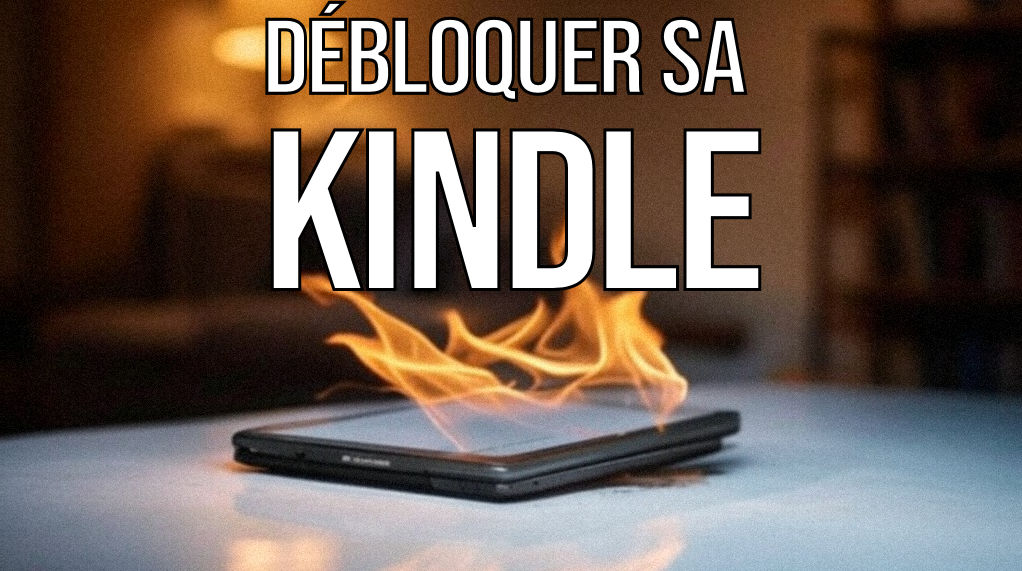 image d'une liseuse kindle qui brûle sur une table blanche