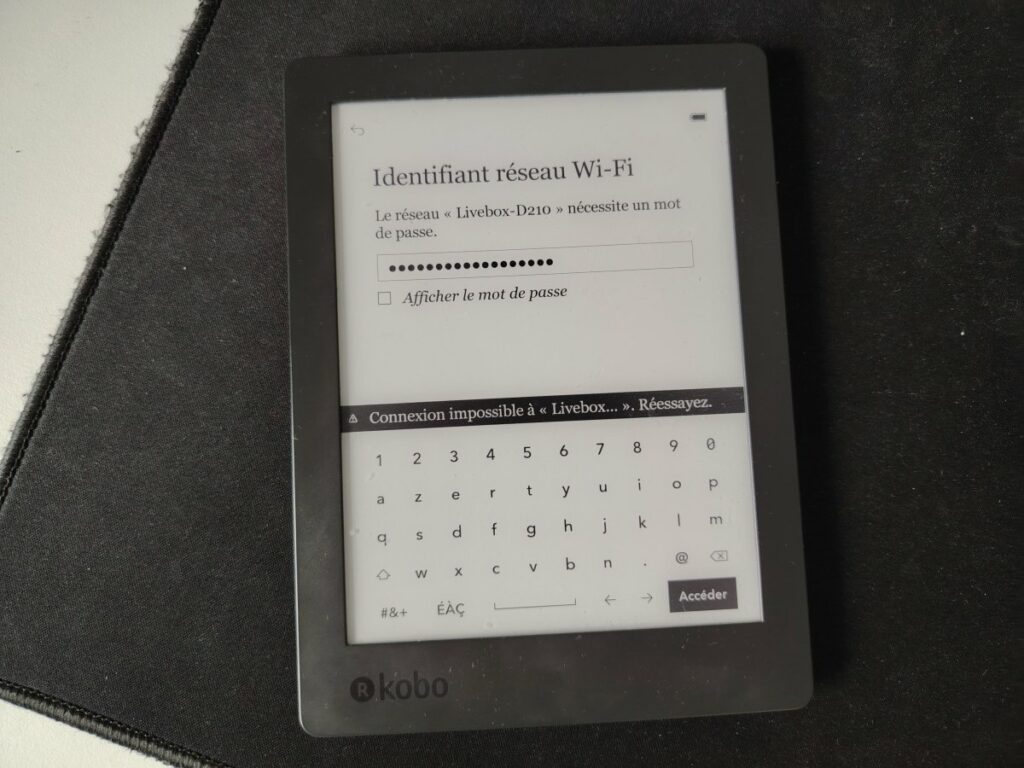 kobo connexion wifi impossible