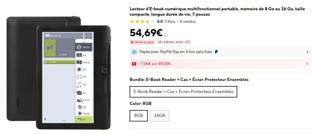 liseuse inkeewhix sur ali express