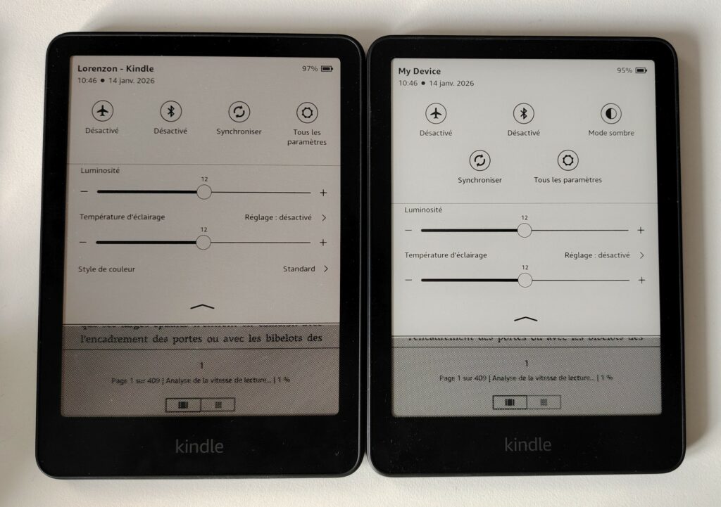 Colorsoft (gauche), Paperwhite (droite)