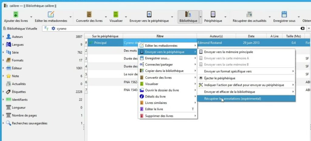 export annotations calibre