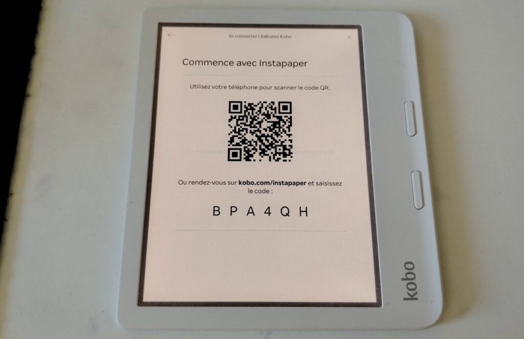 instapaper kobo code